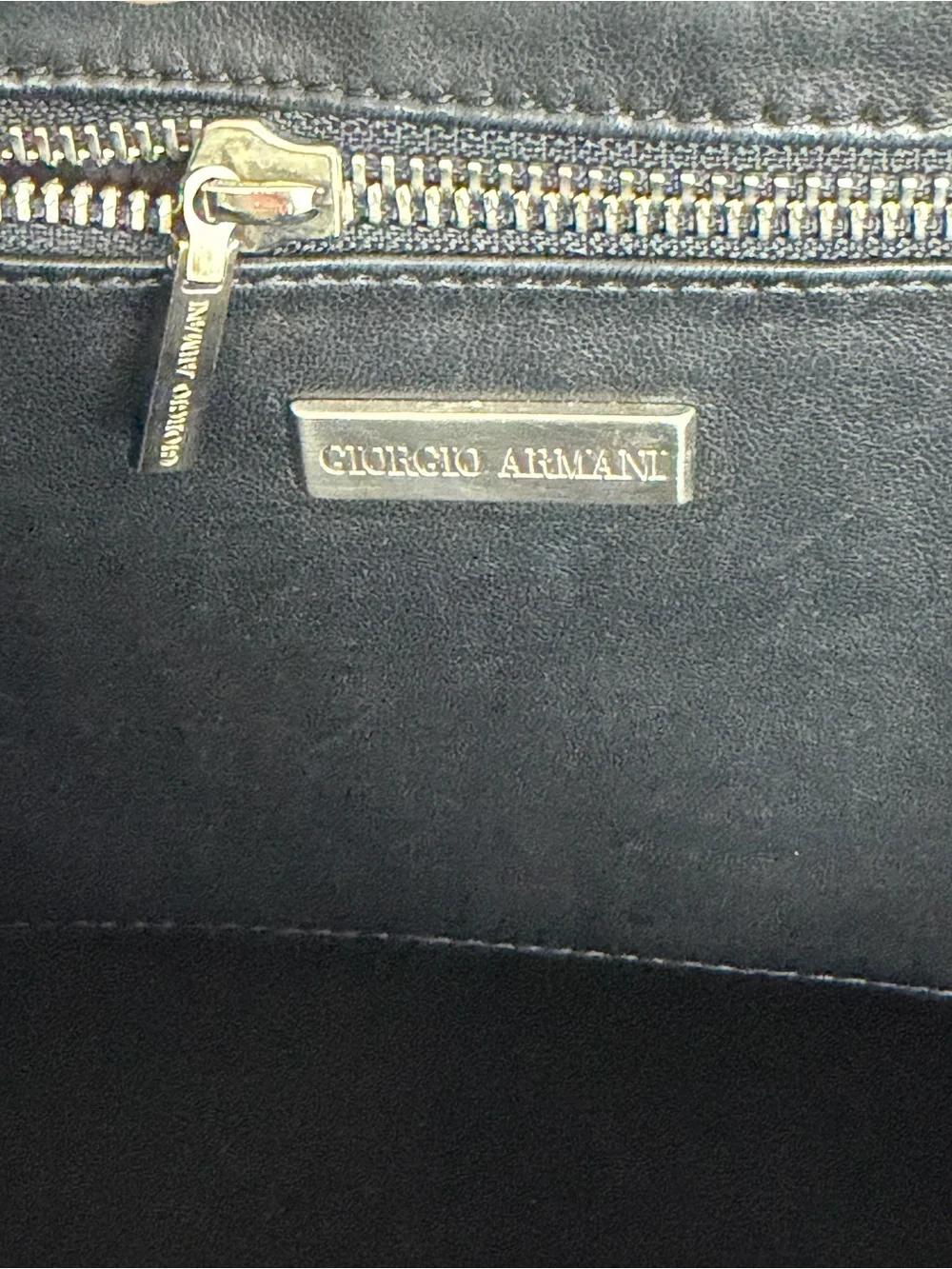 Giorgio Armani Black Leather Handbag Vintage Made in Italy Soft Leather Shoulder